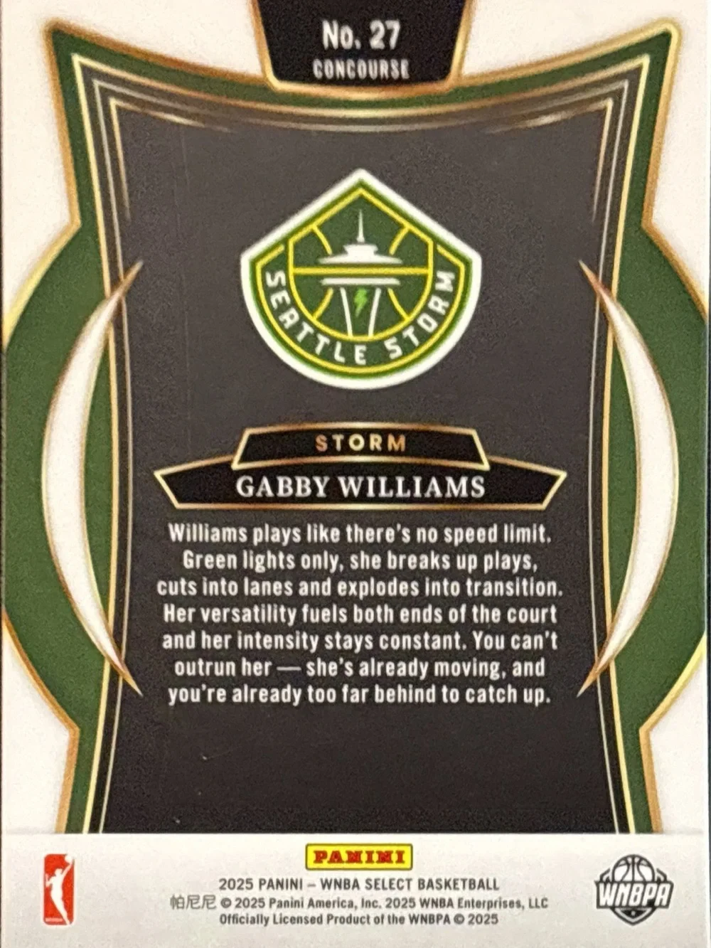 Panini Select Gabby Williams Basketball Trading Card